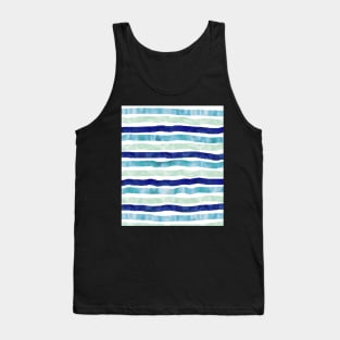 watercolor hand drawn stripes navy blue mint Tank Top